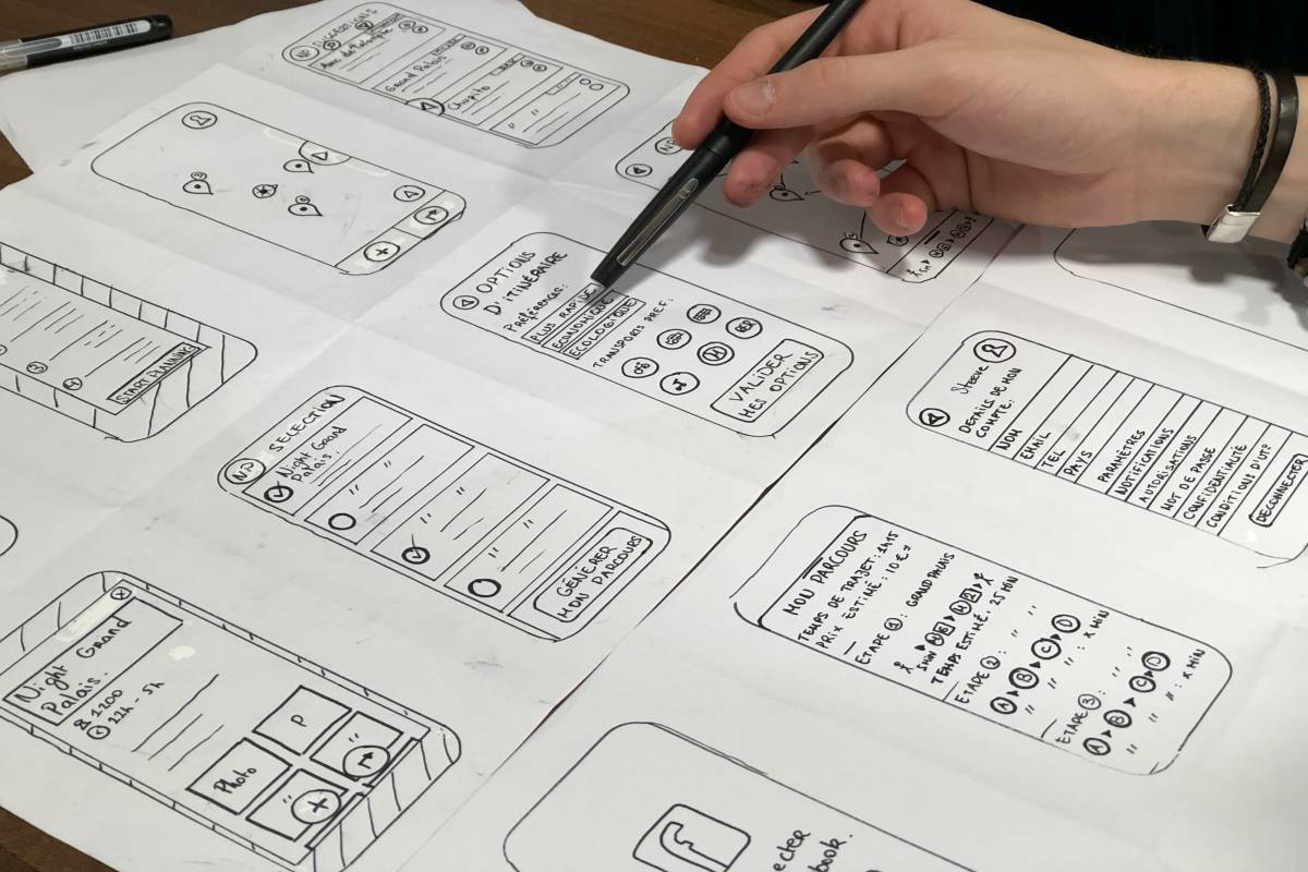 UX and UI design wireframes for a Shopify store